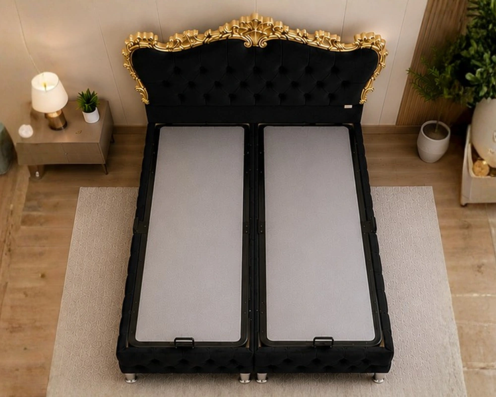 Lit Coffre Victoria – Lit 2 Places avec Coffre - lit 140x190 cm - lit coffre 140x190cm - Lit Coffre Victoria – Lit avec Rangement en Velours – Image 2