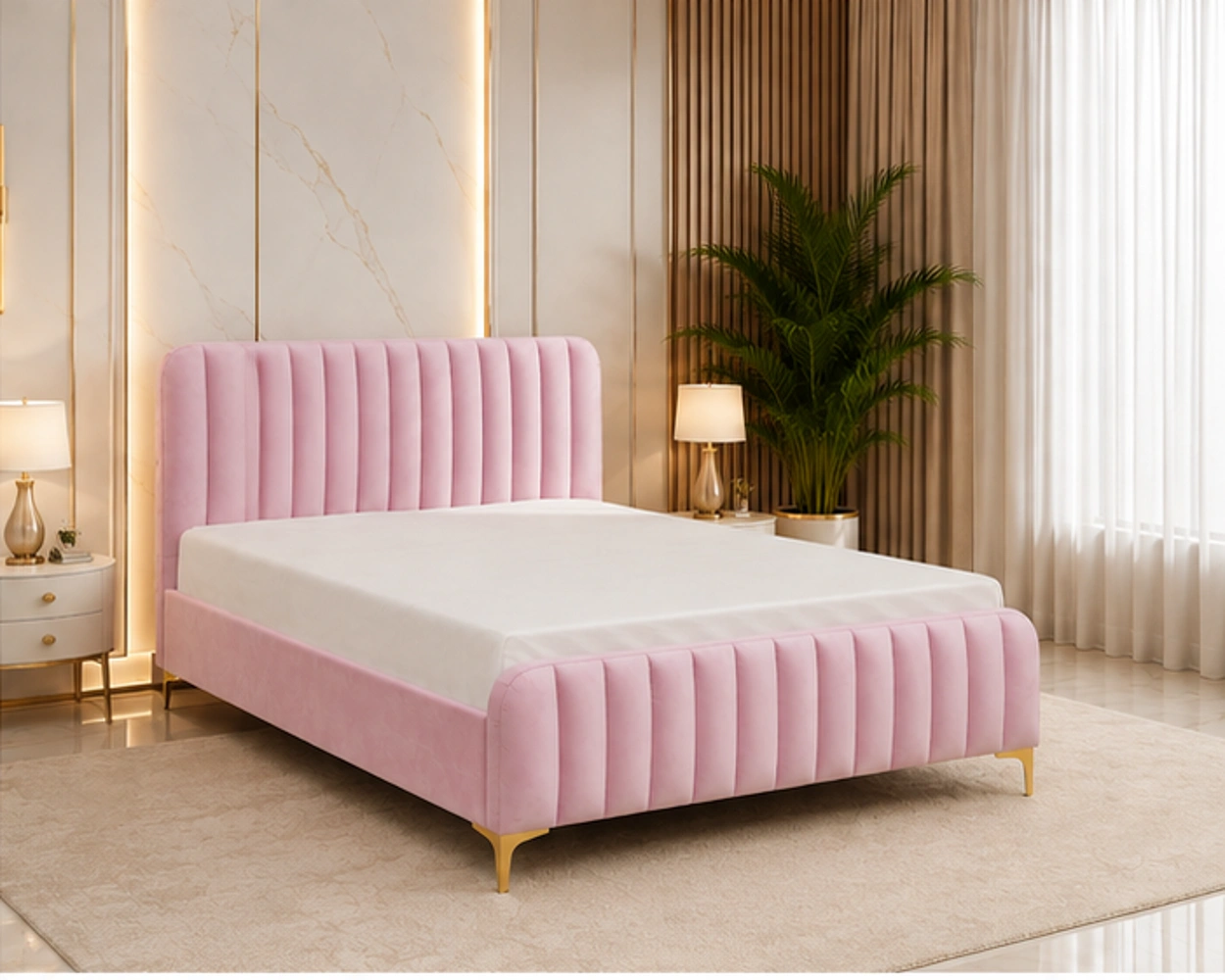 Lit Double avec Sommier 160x200 cm - Lit Double 140x190 cm Design Moderne - Lit Sommier 160x200 cm pour Chambre Moderne - Lit 160x200 cm – Image 3