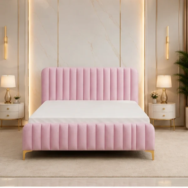 Lit Double avec Sommier 160x200 cm - Lit Double 140x190 cm Design Moderne - Lit Sommier 160x200 cm pour Chambre Moderne - Lit 160x200 cm