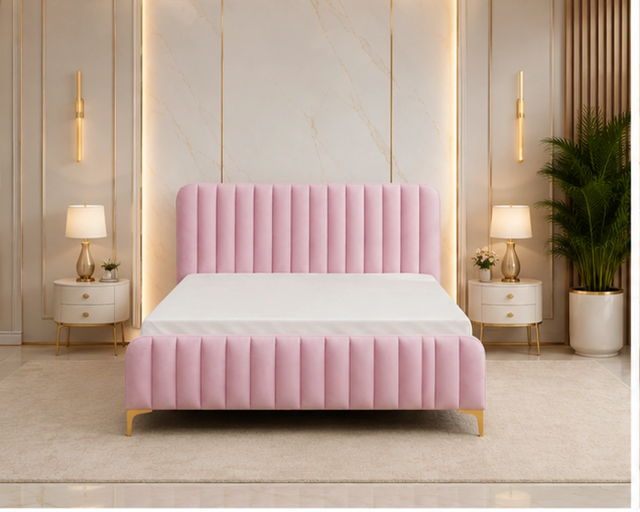 Lit Double avec Sommier 160x200 cm - Lit Double 140x190 cm Design Moderne - Lit Sommier 160x200 cm pour Chambre Moderne - Lit 160x200 cm
