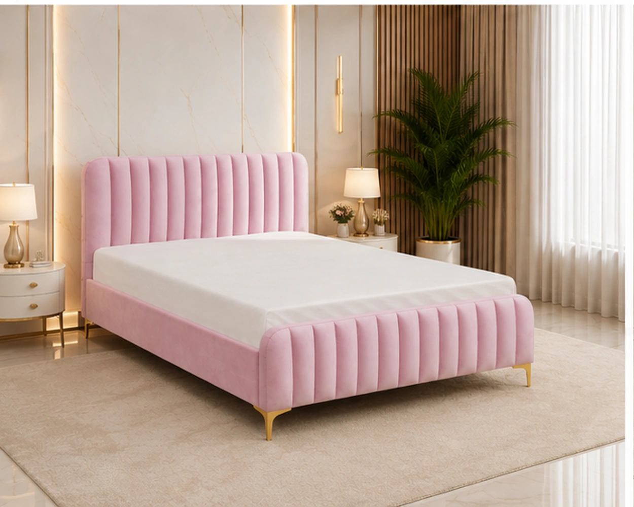 Lit Double avec Sommier 160x200 cm - Lit Double 140x190 cm Design Moderne - Lit Sommier 160x200 cm pour Chambre Moderne - Lit 160x200 cm – Image 2