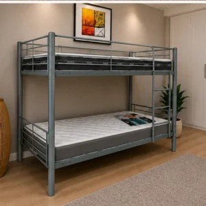 Lit Superposé en Métal 90x190 + 90x190 cm - lit Superposé 1+1 Métal Gris - Lit Superposé 1+1 en Métal – Gris, Blanc ou Noir