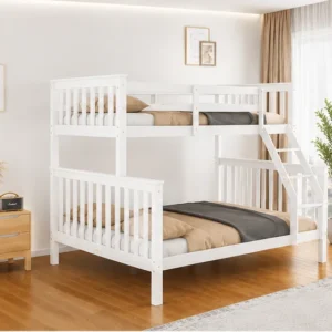 Lit Superposé 2+1 Bois Blanc – Design Contemporain - Lit Superposé 3 places