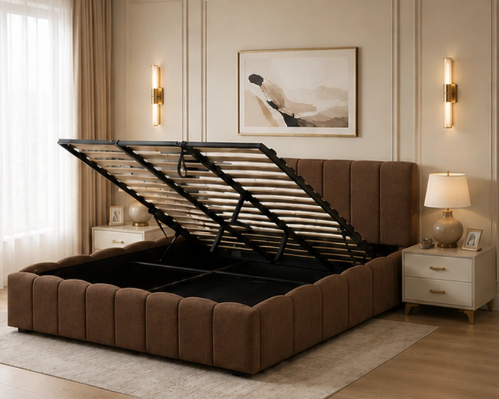 Lit Coffre Design en Velours avec Rangement Intégré et Ouverture Hydraulique – 180 × 200 cm - Lit Coffre - Lit Coffre king size – Image 3