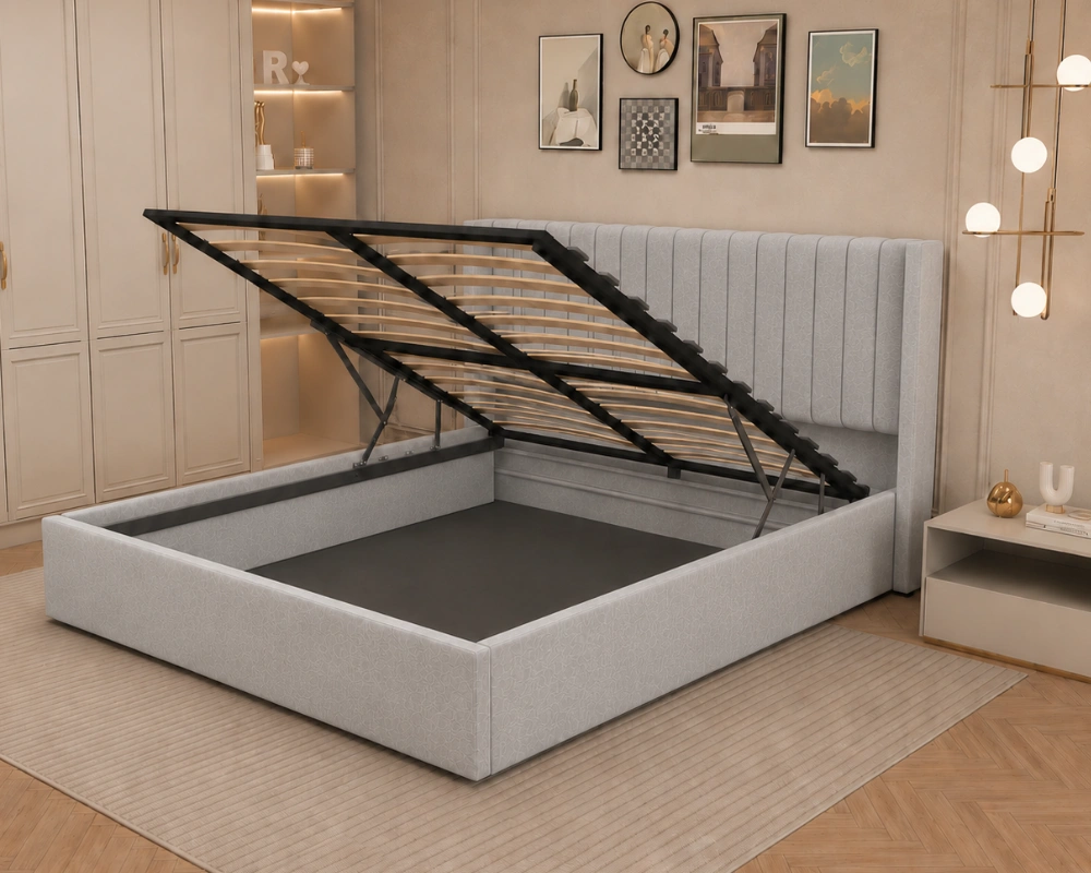Lit Queen Size 160x200 cm Velours Beige – Confort Premium & Style Contemporain