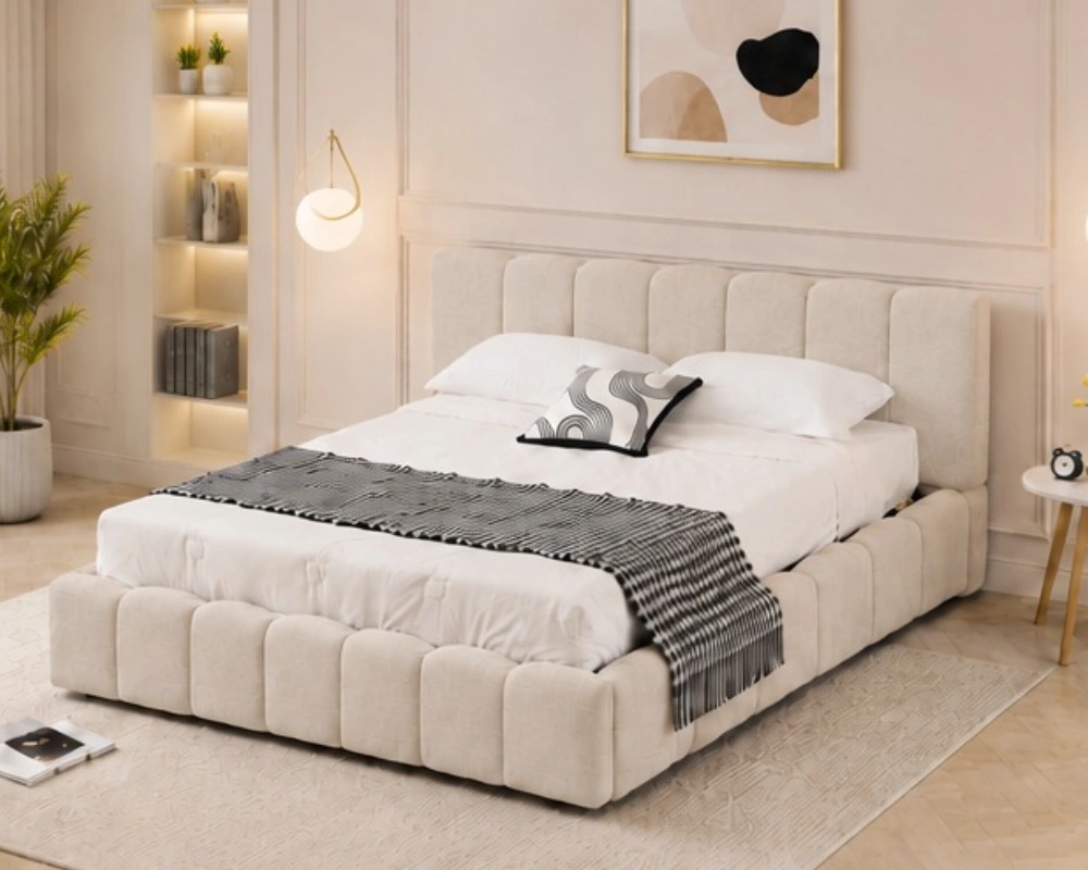 Lit Coffre VIP 140x190 cm – Lit Double en Velours avec Grand Coffre de Rangement | Design Moderne & Tête de Lit Rembourrée - Lit Coffre 140x190cm