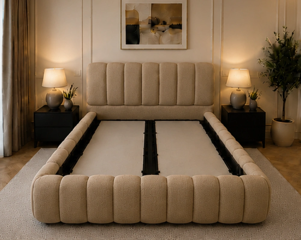 Lit Coffre 180x200 cm – Grand Espace de Rangement & Tête de Lit Capitonnée