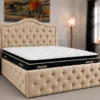 Lit avec Sommier 160x200 cm avec Tête de Lit Capitonnée – Image 2