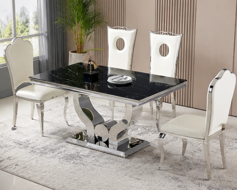 Table à Manger avec 4 Chaises pour Famille-Table à Manger et Ensemble de 4 Chaises