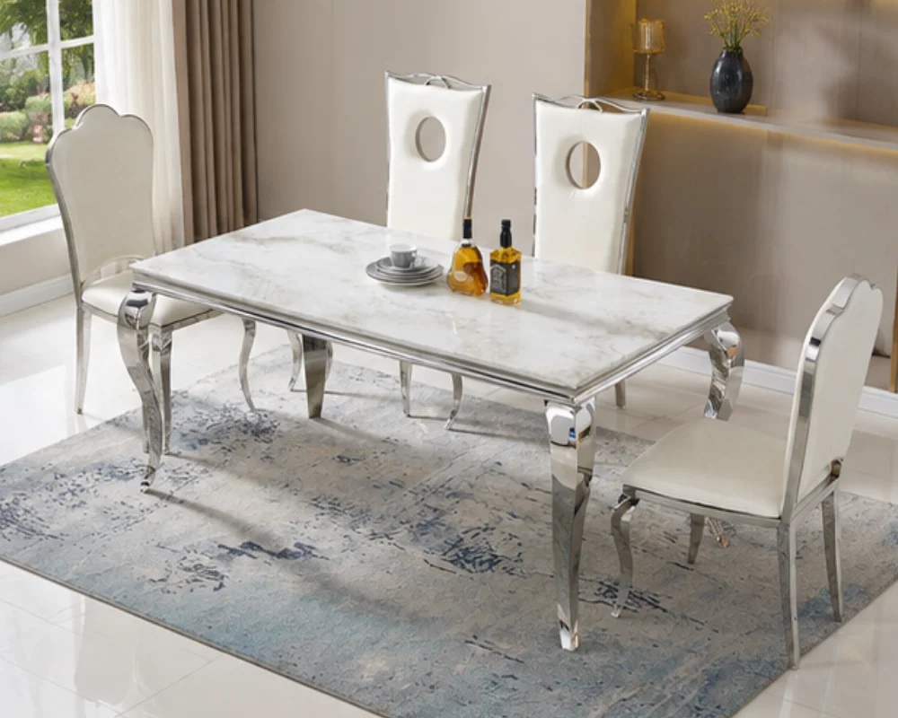 Table à Manger Familiale et 4 Chaises- Table de Salle à Manger Familiale avec Chaises