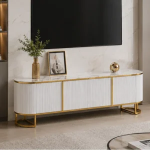 Meuble TV de Luxe en Bois - Meuble TV Contemporain en Bois - Meuble TV Moderne avec 4 Portes