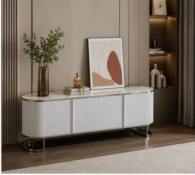 Meuble TV de Luxe en Marble - Meuble TV Élégant et Moderne - Meuble TV de Salon Élégant – Image 4