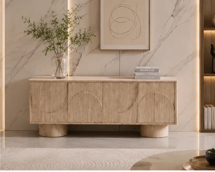 Meuble TV en Bois avec Portes- Meuble TV Fonctionnel et Élégant - Meuble TV Moderne avec 4 Portes – Image 2