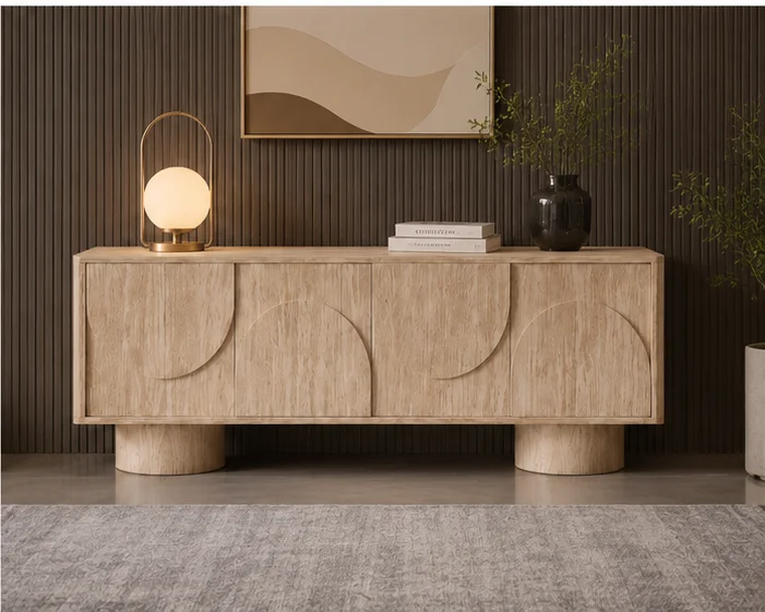 Meuble TV en Bois avec Portes- Meuble TV Fonctionnel et Élégant - Meuble TV Moderne avec 4 Portes – Image 3
