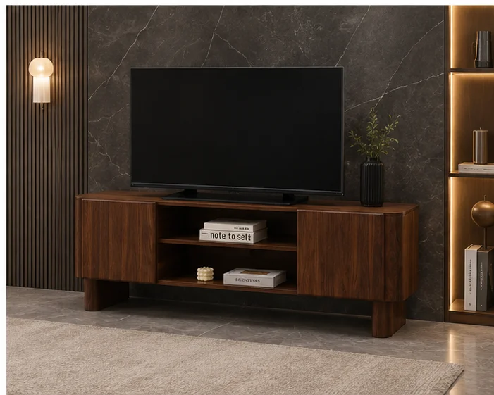 Meuble TV avec Rangement - Meuble TV Fonctionnel et Élégant - Meuble TV Moderne avec 2 Portes