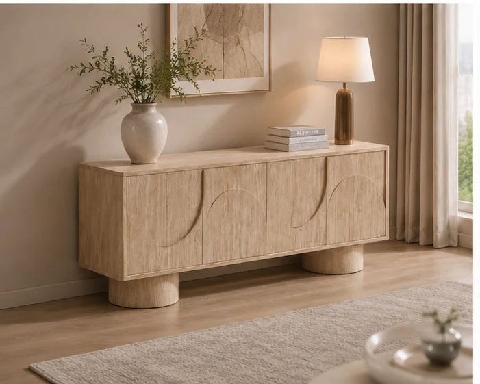 Meuble TV en Bois avec Portes- Meuble TV Fonctionnel et Élégant - Meuble TV Moderne avec 4 Portes – Image 4