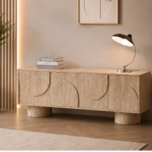 Meuble TV en Bois avec Portes- Meuble TV Fonctionnel et Élégant - Meuble TV Moderne avec 4 Portes