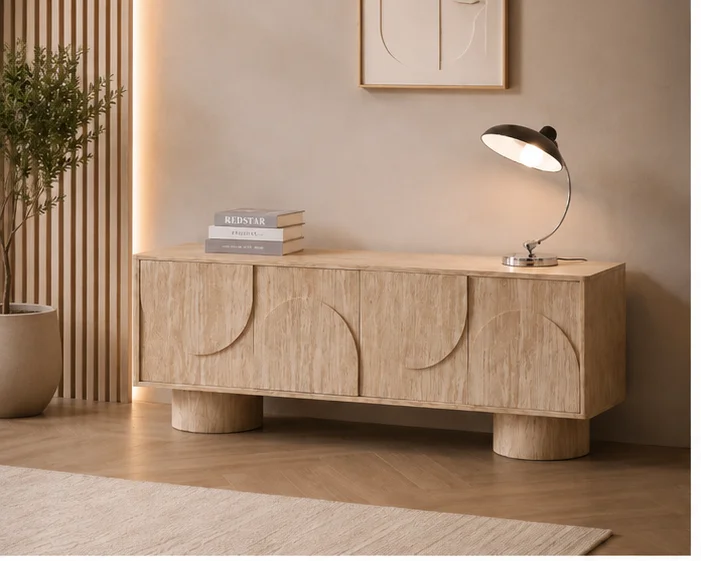 Meuble TV en Bois avec Portes- Meuble TV Fonctionnel et Élégant - Meuble TV Moderne avec 4 Portes