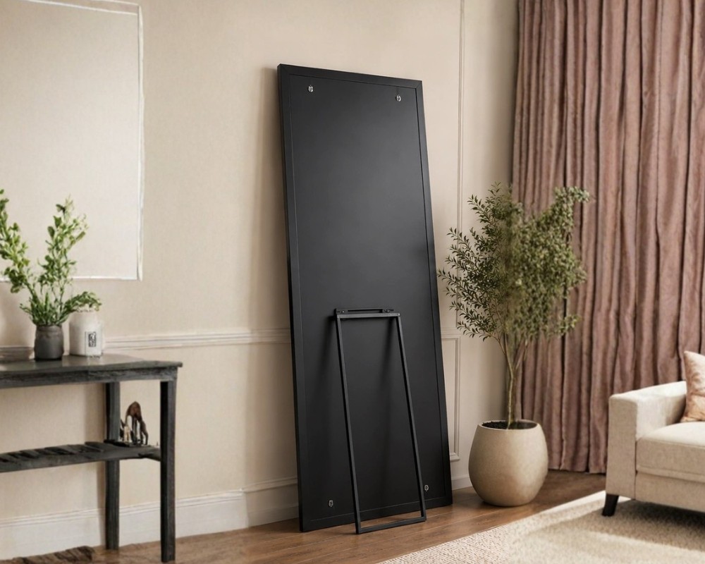 Miroir Pleine Hauteur Rectangulaire avec Cadre Décoratif Argenté – Design Élégant - Miroir Neuf – Image 4