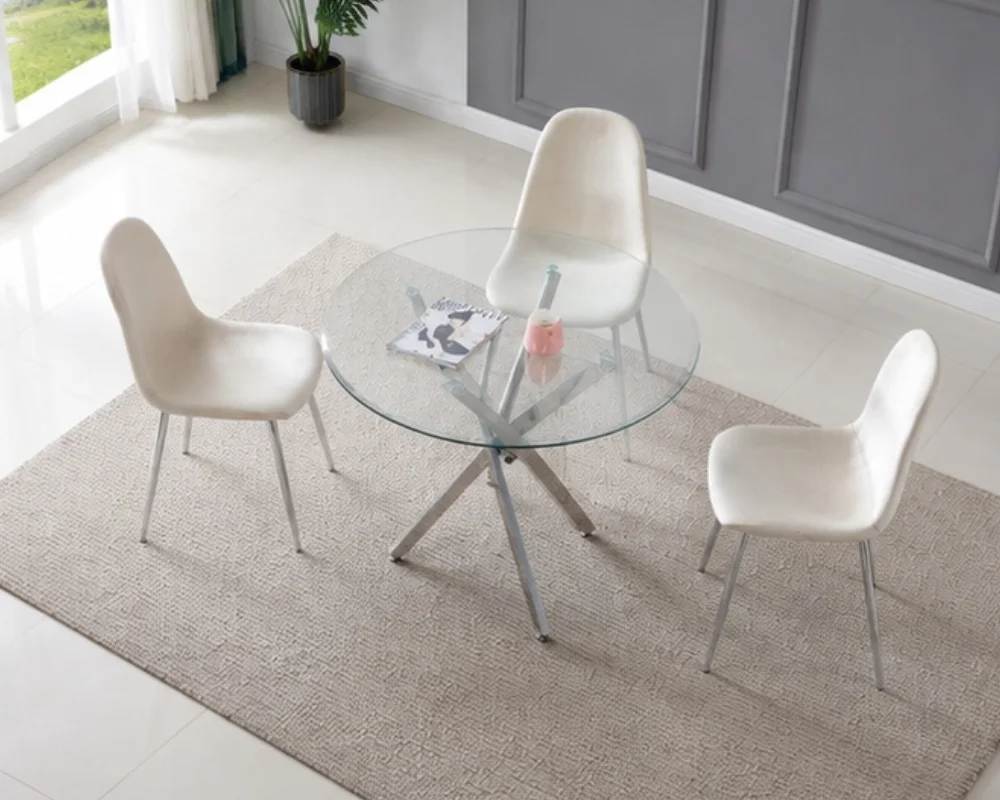 Ensemble table à manger ronde avec 4 chaises- table 100x75cm – Image 3