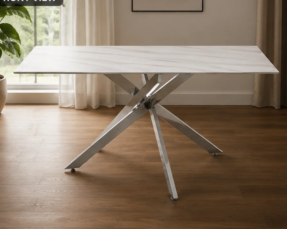 Table de salle à manger rectangulaire 150 x 90 cm et 180x90cm  marbre- Neuf