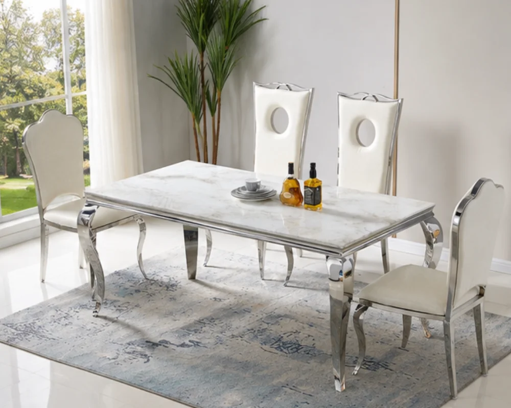 Table à Manger Familiale et 4 Chaises- Table de Salle à Manger Familiale avec Chaises – Image 4