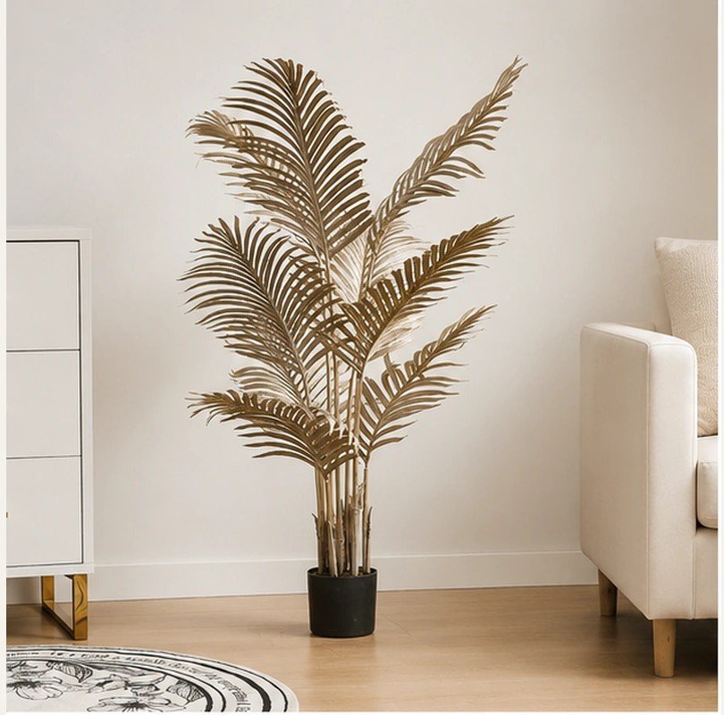 Grande Plante Artificielle Palmier Doré – Décoration Intérieure Élégante et Moderne - Palmier Artificiel Grande Taille avec Pot Noir
