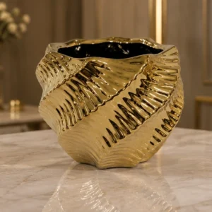Coupe Décorative Dorée et Noire au Design Sculptural – Relief Ondulé, Forme Organique et Finition Luxueuse