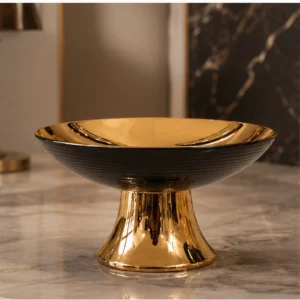 Coupe Décorative Dorée sur Pied – Design Sculptural Élégant, Finition Métallique Brillante et Style Luxueux