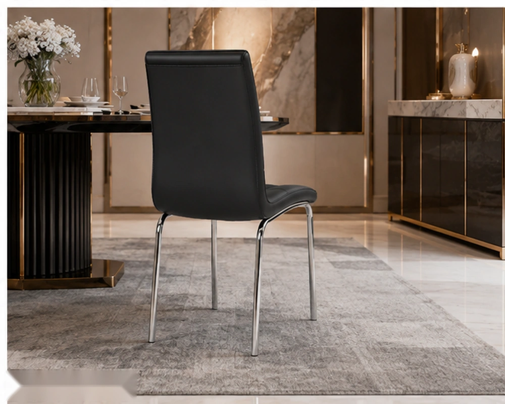 Chaise de salle à manger capitonnée – chaise élégante avec dossier haut – Image 2