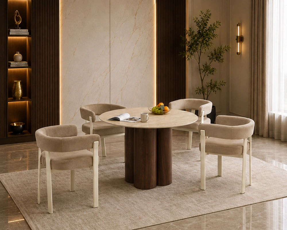 Table à Manger Familiale avec 4 Chaises - Ensemble Salle à Manger Contemporain – Image 2