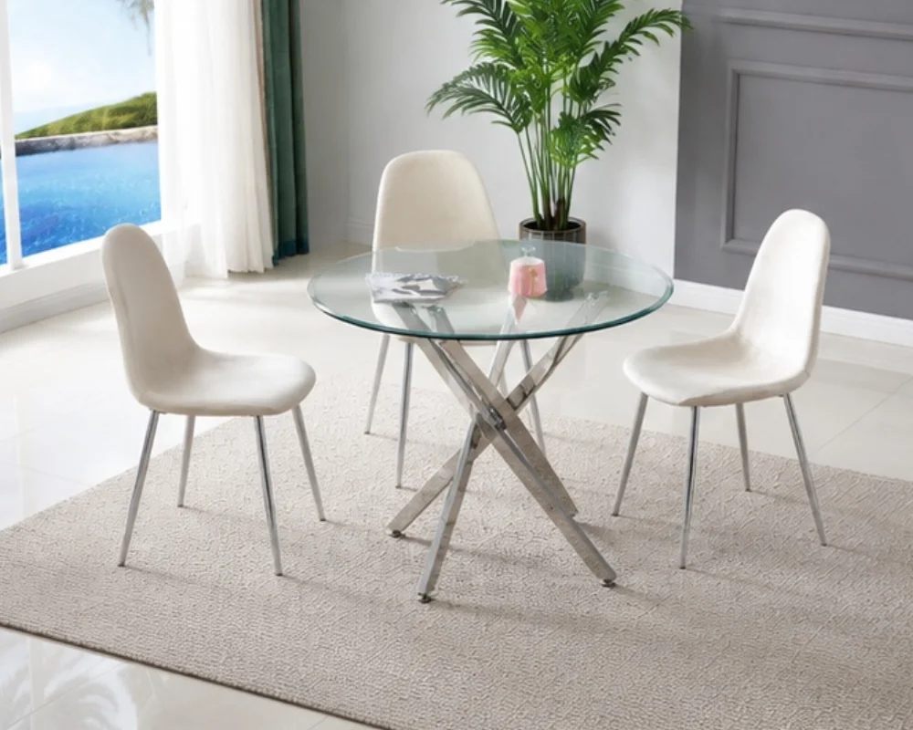 Ensemble table à manger ronde avec 4 chaises- table 100x75cm