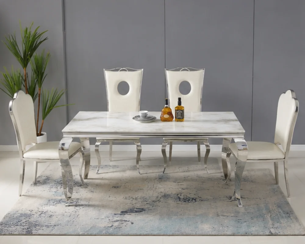 Table à Manger Familiale et 4 Chaises- Table de Salle à Manger Familiale avec Chaises – Image 5