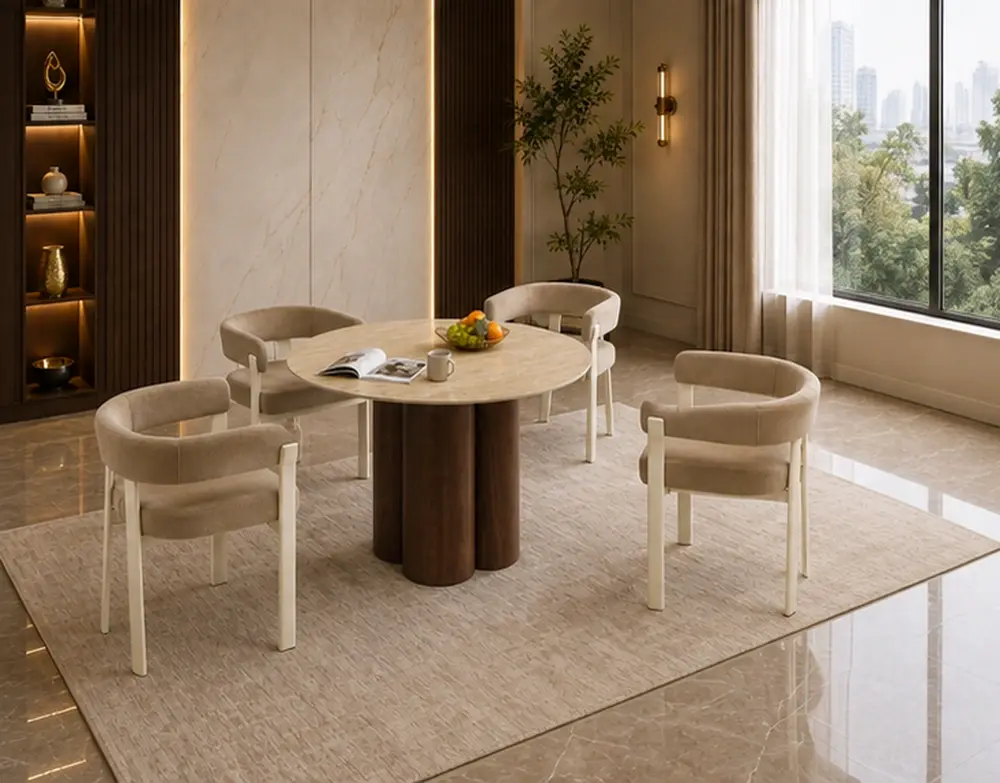 Table à Manger Familiale avec 4 Chaises - Ensemble Salle à Manger Contemporain – Image 3