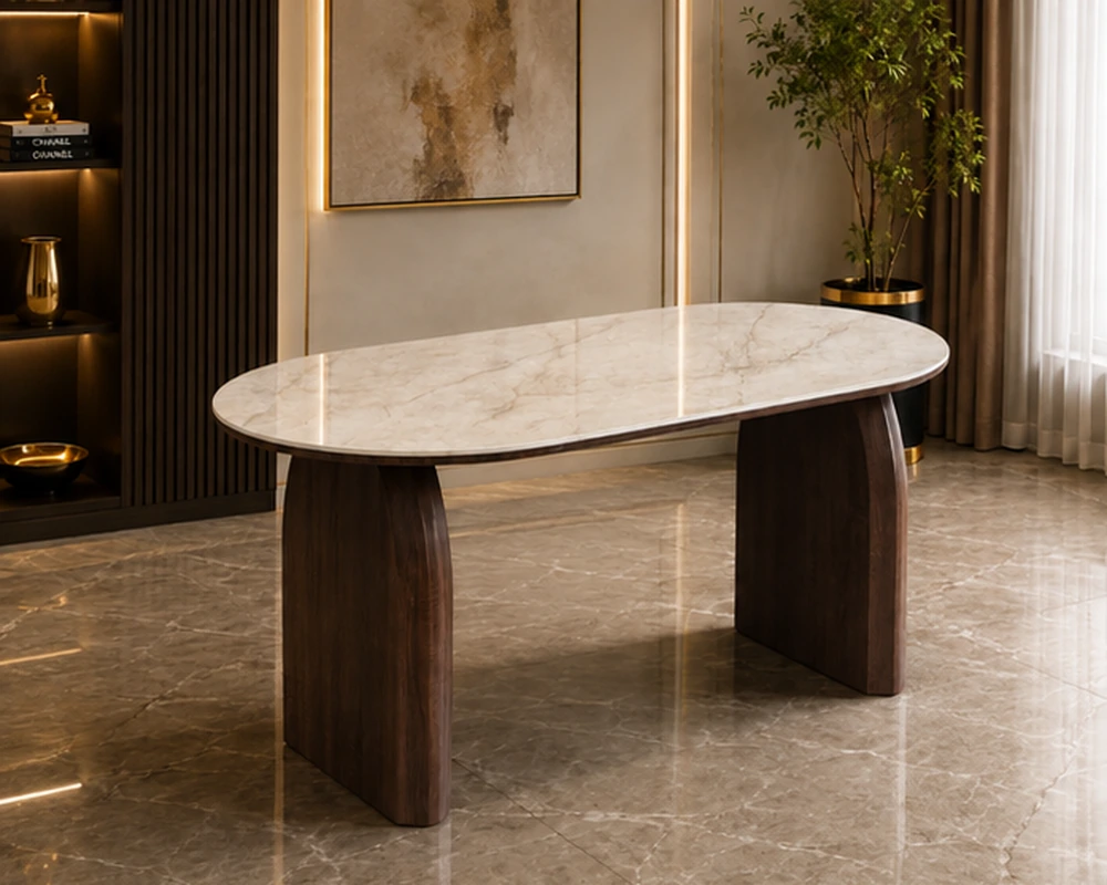 Table à Manger en Bois Naturel - Table de Repas au Style Contemporain
