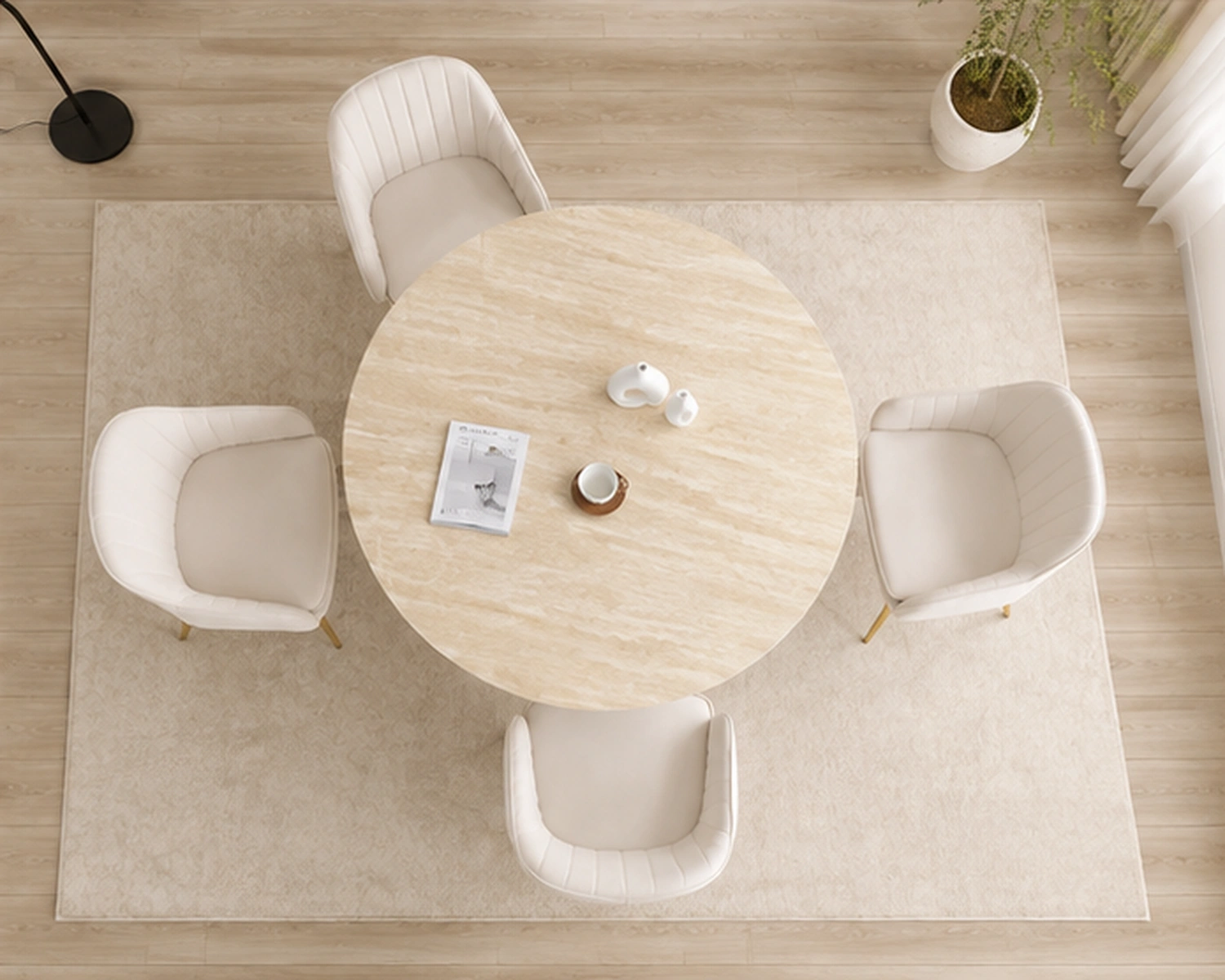 Ensemble Table à Manger avec 4 Chaises - Table Ronde Moderne avec 4 Chaises – Image 2