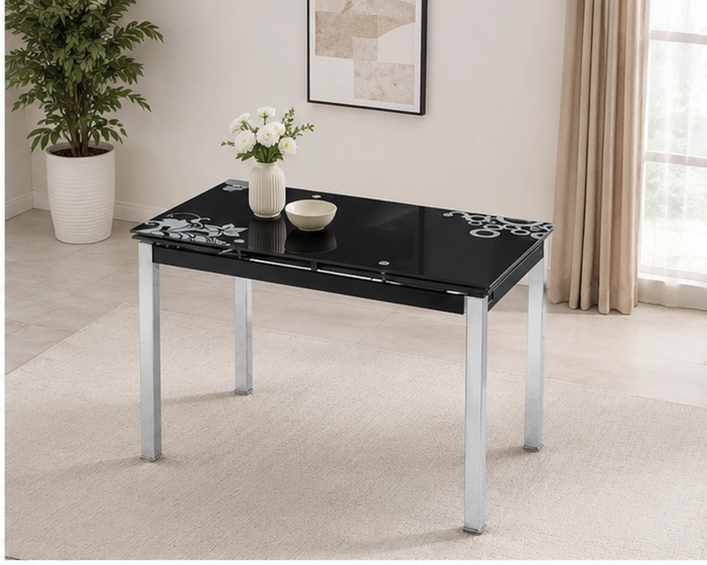 Table à Manger Noire Design Moderne et Élégante  - Table de Salle à Manger avec Plateau Décoratif