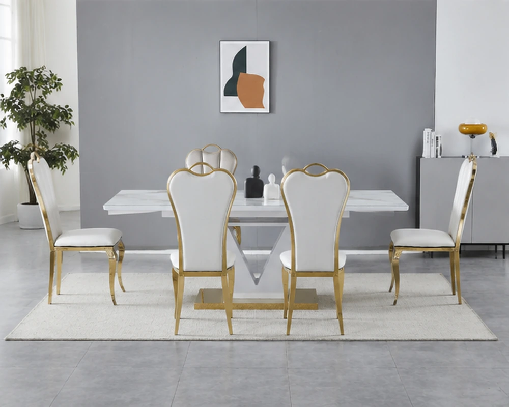 Table à Manger Moderne avec 4 ou 6 Chaises – Ensemble Élégant pour Salle à Manger