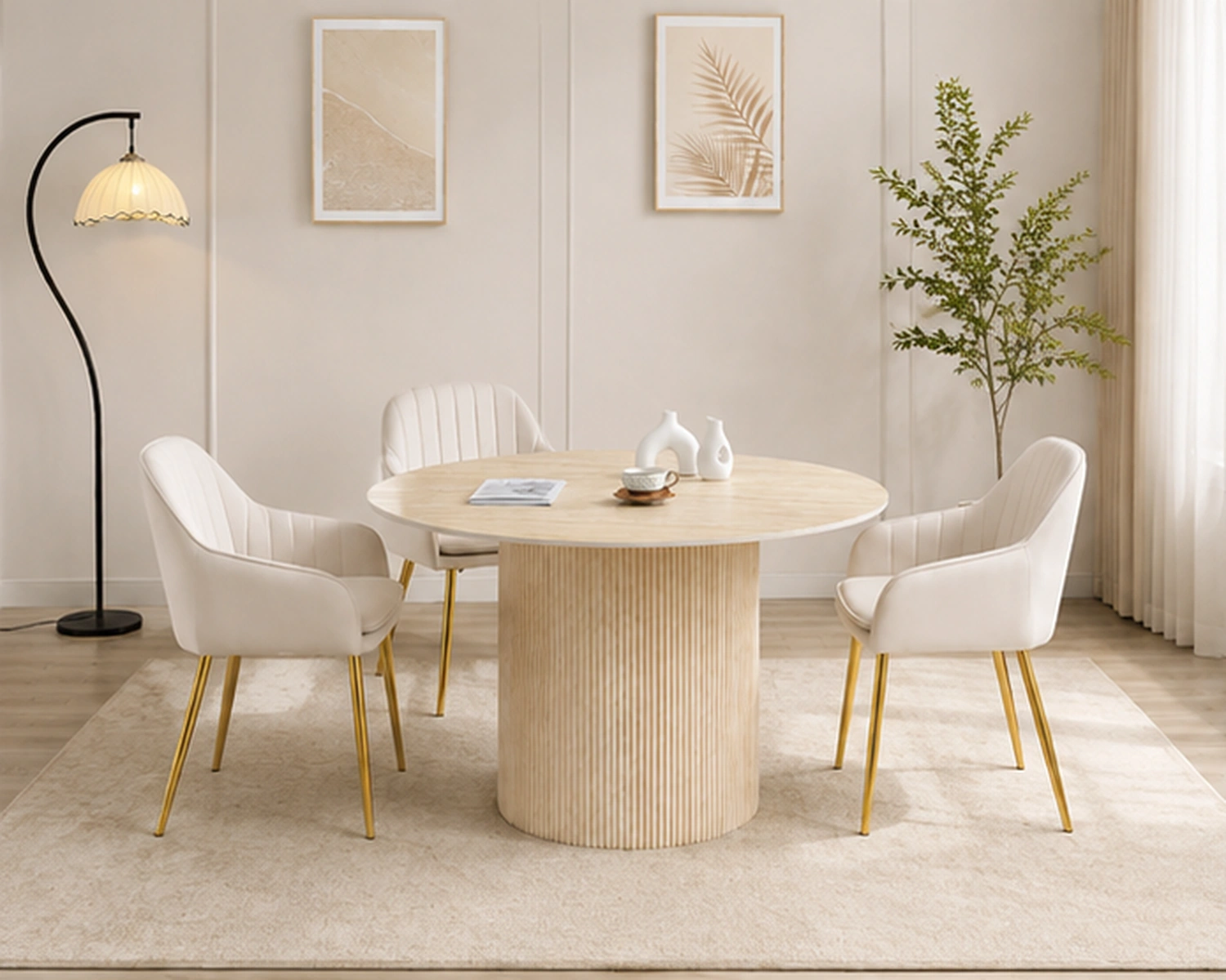 Ensemble Table à Manger avec 4 Chaises - Table Ronde Moderne avec 4 Chaises – Image 5