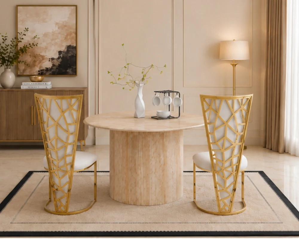 Table Moderne avec Ensemble de 4 Chaises - Table Design avec 4 Chaises Rembourrées