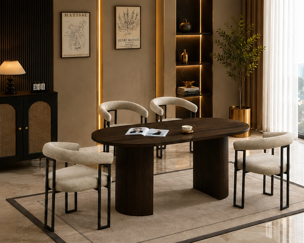 Table à Manger Élégante avec 4 Chaises - Ensemble Mobilier Contemporain