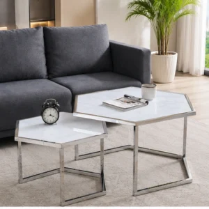 Table Basse Moderne de Salon - Table Basse Effet Marbre Premium - Table Basse