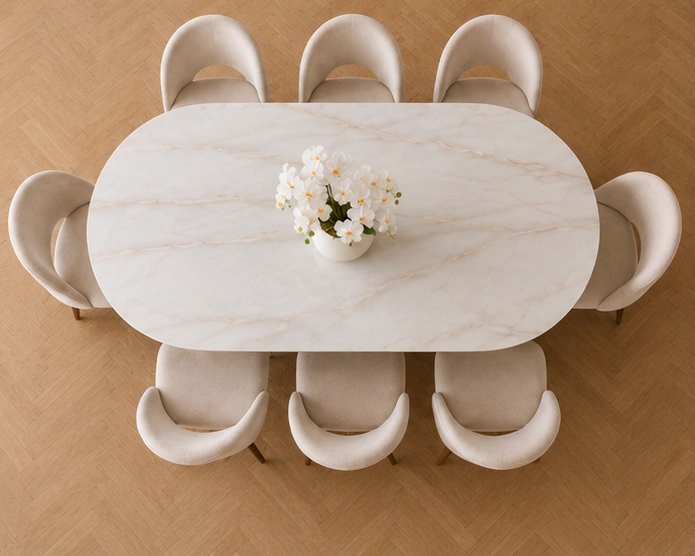 Table Moderne avec Ensemble de 4/6 Chaises - Table Design et 4 Chaises Rembourrées – Image 3
