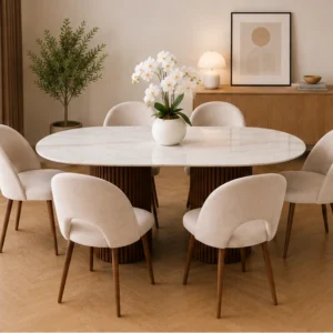 Table Moderne avec Ensemble de 4/6 Chaises - Table Design et 4 Chaises Rembourrées