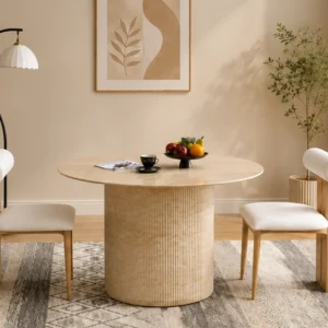Table Moderne avec Ensemble de 4/6 Chaises - Table Moderne Beige avec 4 Chaises - Table en Bois