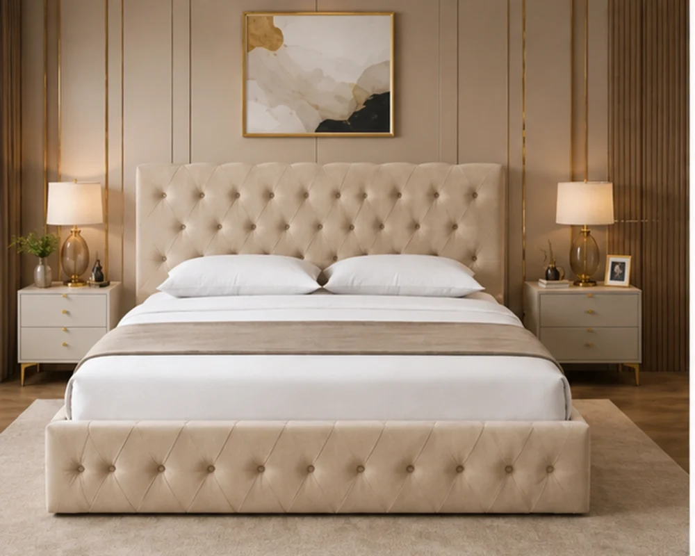 Lit Coffre 180x200 cm avec Sommier Relevable et Grand Coffre de Rangement